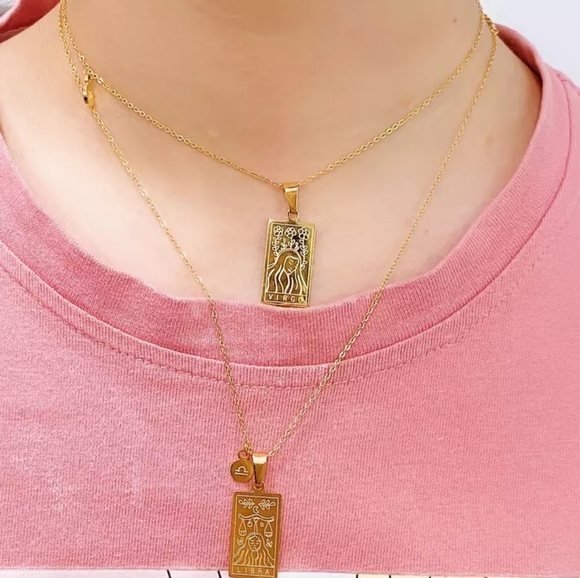 ARIES ♈ - 18k Gold Plated Stainless Steel Zodiac Sign Tarot Card Necklace - Picture 8 of 13